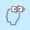 Energy, brain, recharge sticker icon. Simple thin line, outline vector of Creative thinking icons for ui and ux, website or mobile