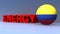 Energy with Colombia flag on blue