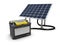 Energy concept background with solar panel and charging battery, 3d illustration