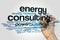 Energy consulting word cloud concept on grey background