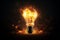 Energy dark fire bulb background. Generate AI