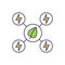 Energy deriving from biomass and biofuel RGB color icon