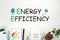 Energy efficiency concept. Flat lay composition with chart and house figure on white background