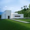 Energy efficient concrete modern house on the hill