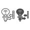 Energy-efficient electronic bulb and indicators line and solid icon, smart home symbol, electricity vector sign on white