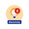 Energy efficient light bulb, high voltage sign, electricity services, repair and maintenance, vector icon