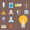 Energy electricity power icons battery vector illustration electrician voltage socket technology.