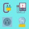 Energy electricity power icons battery vector illustration electrician voltage socket technology.