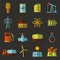 Energy, electricity, power vector flat icon set