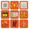 Energy electricity vector power icons battery illustration industrial electrician voltage electricity factory safety