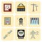 Energy electricity vector power icons battery illustration industrial electrician voltage electricity factory safety