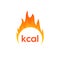 Energy fat burn kcal fire icon. Kilocalorie hot logo vector weight fitness flame graphic icon