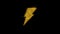 Energy flash icon sparks particles on black background.