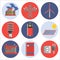 Energy generating systems flat icons set