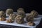 Energy healthy homemade truffles. Uncooked sweet balls made from walnuts and biscuits