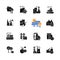 Energy industry black glyph icons set on white space