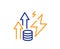 Energy inflation line icon. Electric power up trend sign. Vector