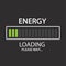 Energy loading. Please wait. Flat design illustration on grey background.
