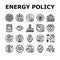 energy policy infrastructure icons set vector