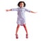 Energy, portrait of African girl jump and in png or transparent background. Celebration or freedom, isolated cheerful