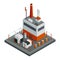 Energy power grid isometric. Power distribution element with electric transformer and new power station. Electric