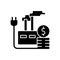 Energy price for industry black glyph icon