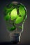 Energy saving eco lamps with green leaves. Ecology Concept. Environmentally friendly planet. AI generated