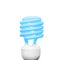 Energy saving light bulb on white background square composition blue colour