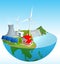 Energy saving Use natural energy, love the world, protect the environment.3d