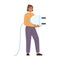 Energy saving, woman with cord, socket plug