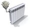 Energy savings concept with radiator, funnel and money