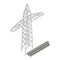 Energy supply icon isometric vector. Power line pylon and u shaped steel rail