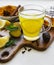 Energy tonic drink with turmeric, ginger, lemon and honey