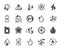 Energy types simple icons. Coal Trolley, Solar Panels, Hydroelectric Power icons. Sustainable electricity. Vector