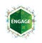 Engage floral plants pattern green hexagon button