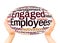 Engaged employees word cloud hand sphere concept