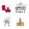 Engagement wedding items icons set