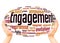 Engagement word cloud hand sphere concept