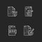 Engaging online content chalk white icons set on black background
