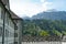 Engelberg Abbey, Benedictine Monastery lateral and partly yard view with Alp slopes