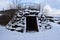 Engeln, Germany - 01 26 2021: Geopark Engeln, small tower in snow