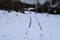 Engeln, Germany - 01 26 2021: snow covered railroad into station Kempenich-Engeln