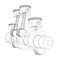 Engine crankshaft with pistons outline. Vector