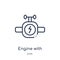 engine with lighting bolt icon from tools and utensils outline collection. Thin line engine with lighting bolt icon isolated on