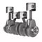 Engine pistons and crankshaft on white background. Isolated 3d illustration