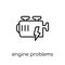 Engine problems icon. Trendy modern flat linear vector Engine pr