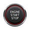 Engine start stop button. Car dashboard element