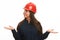 Engineer or architect construction worker woman in protective hard hat