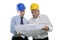 Engineer architect two expertise team plan hardhat