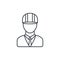Engineer avatar, architect in helmet thin line icon. Linear vector symbol